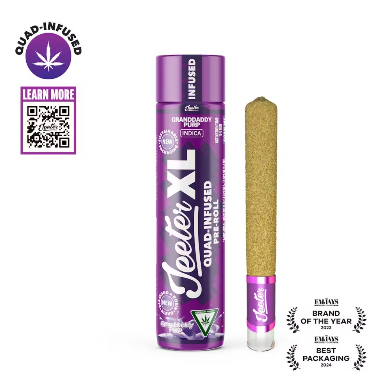 Jeeter Grand Daddy Purp XL Infused Pre-Roll (Indica) 34.76% {2g}