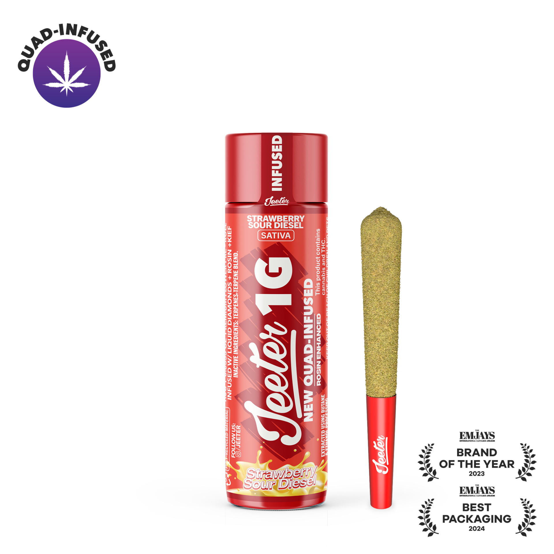 Jeeter Strawberry Sour Diesel Infused Pre-Roll (Sativa) 37.19% {1g}