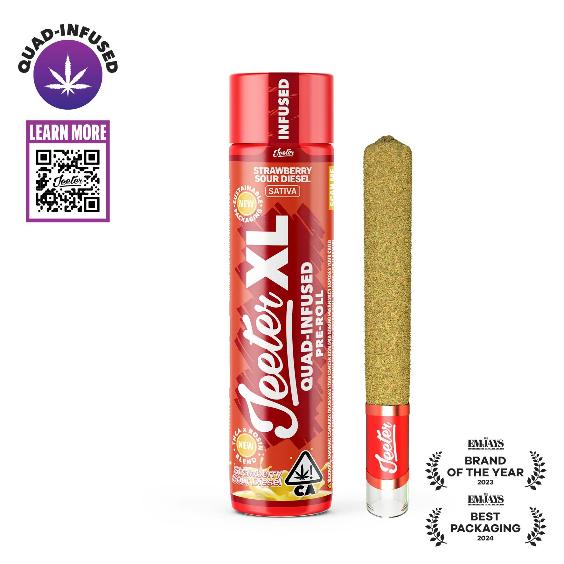 Jeeter Strawberry Sour Diesel Jeeter XL Infused Pre-Roll (Sativa) 37.00% {2g}