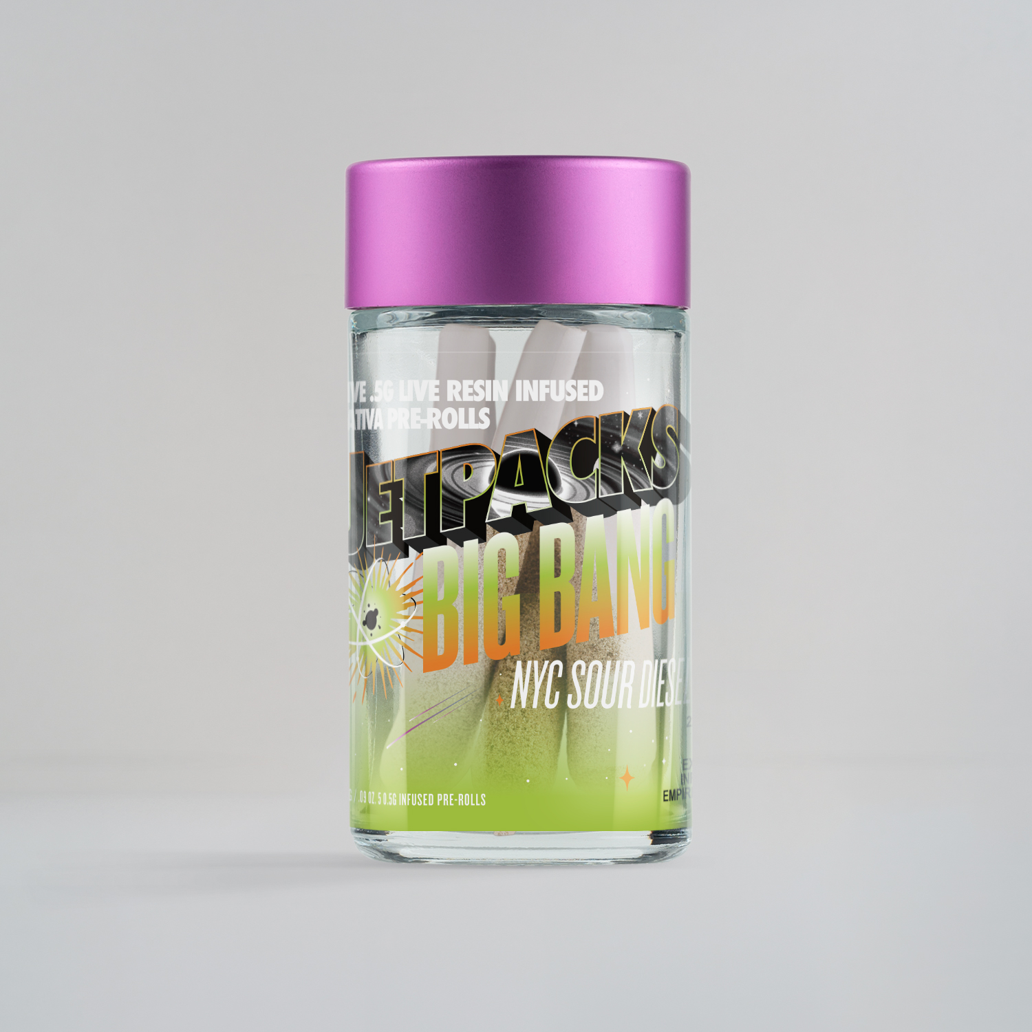 Jetpacks NYC Sour Diesel Infused Pre-Rolls 5-pack (Sativa) 45% {2.5g}