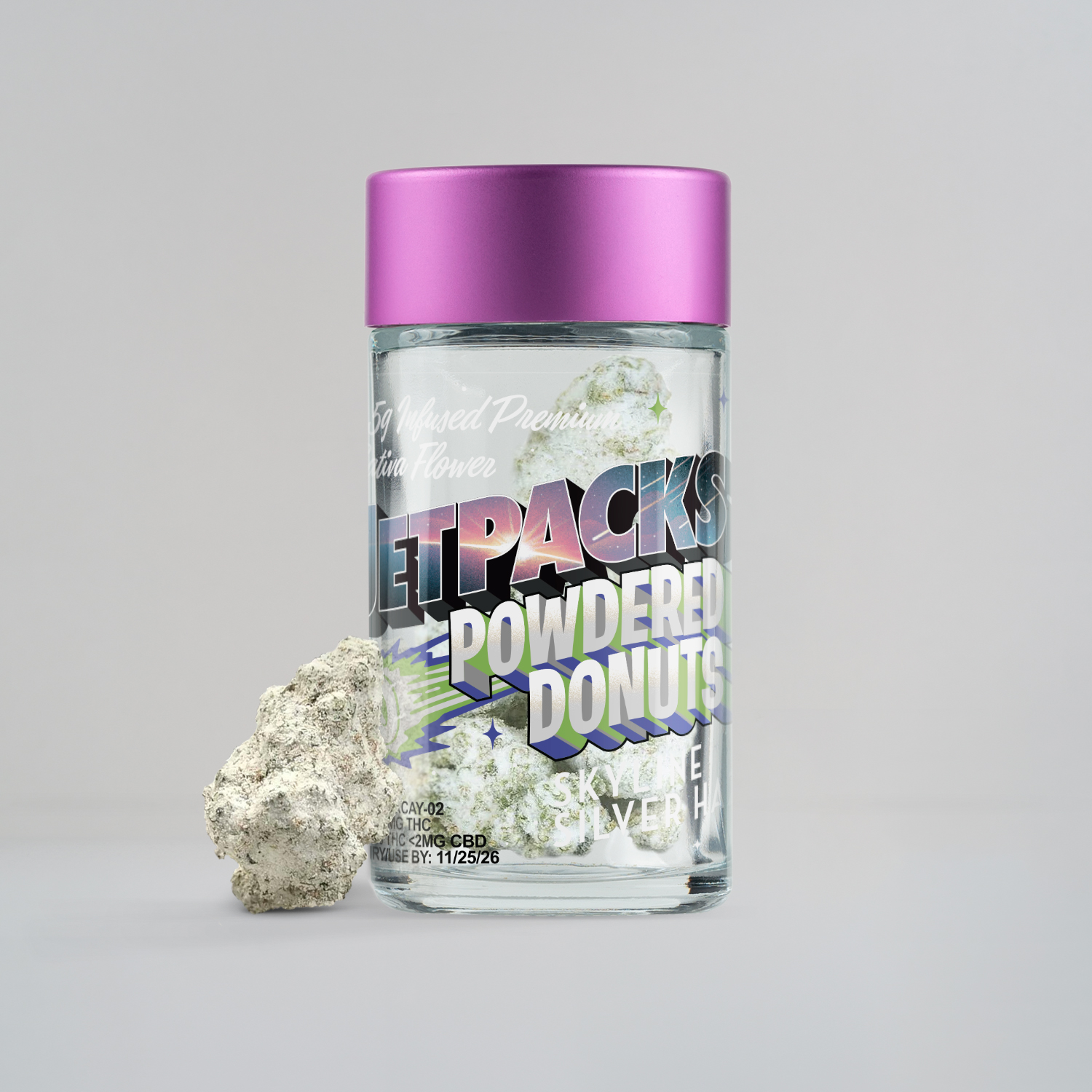 Jetpacks Skyline Silver Haze Powdered Donuts Flower (Hybrid Sativa) 50.69% {3.5g}