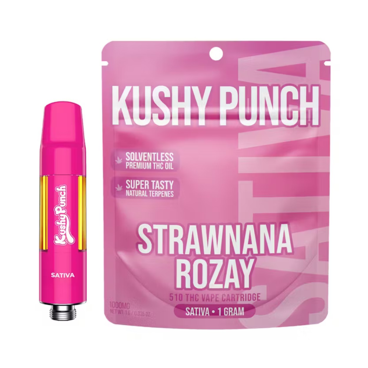 Kushy Punch Strawnana Rozay Threaded Vape Cartridges  (Sativa) 95.88% {1g}