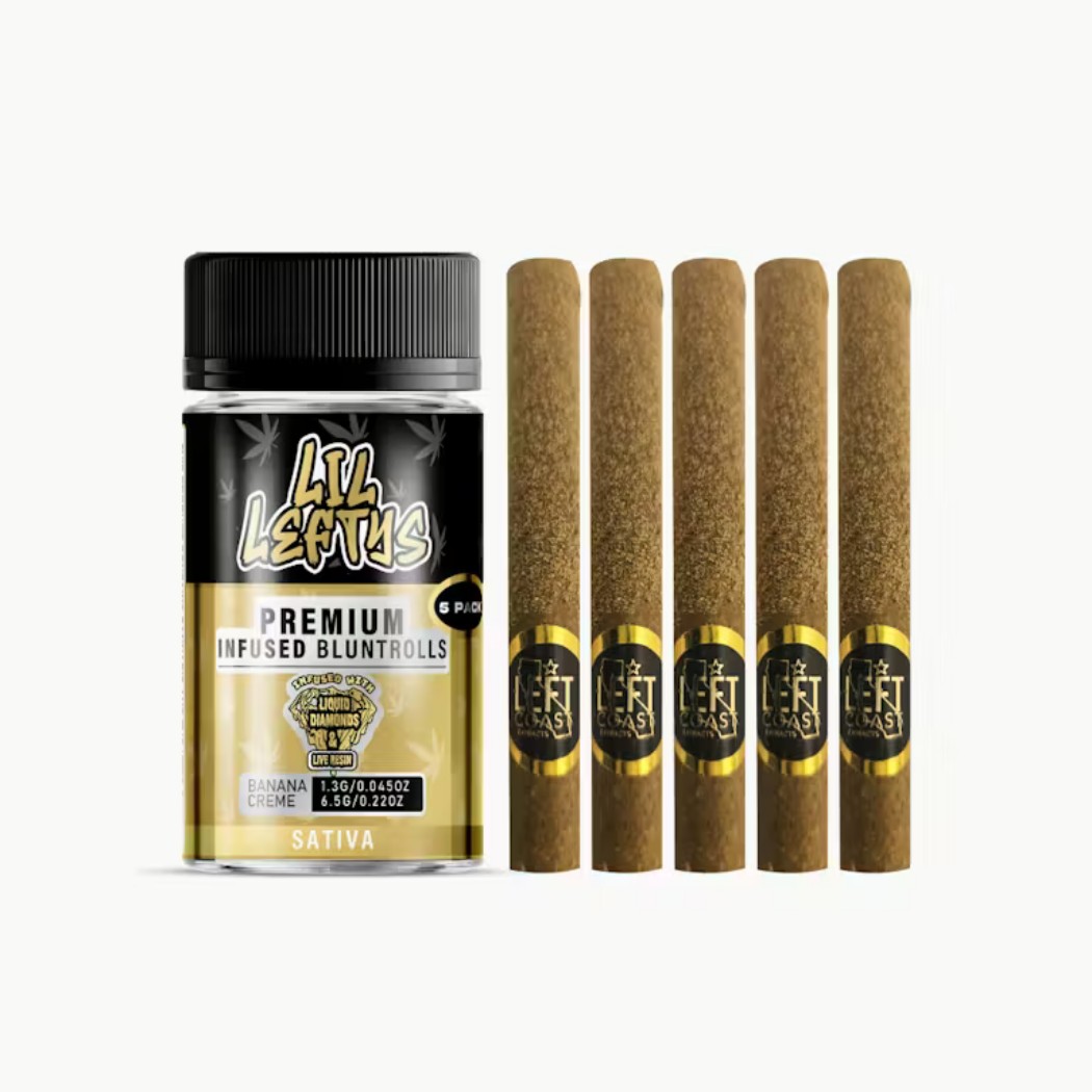 Lil Leftys Banana Creme Blunts Infused Pre-Rolls 5-pack (Sativa) 67.6% {6.5g}