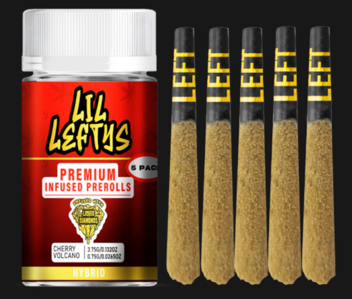 Lil Leftys Cherry Volcano Pre-Rolls 5-pack (Hybrid) 39.6% {3.75g}