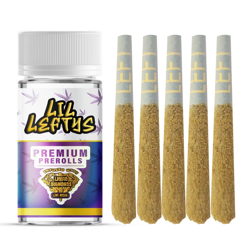 Lil Leftys Grape Cookies Infused Pre-Rolls 5-pack (Indica) 63.6% {3.75g}