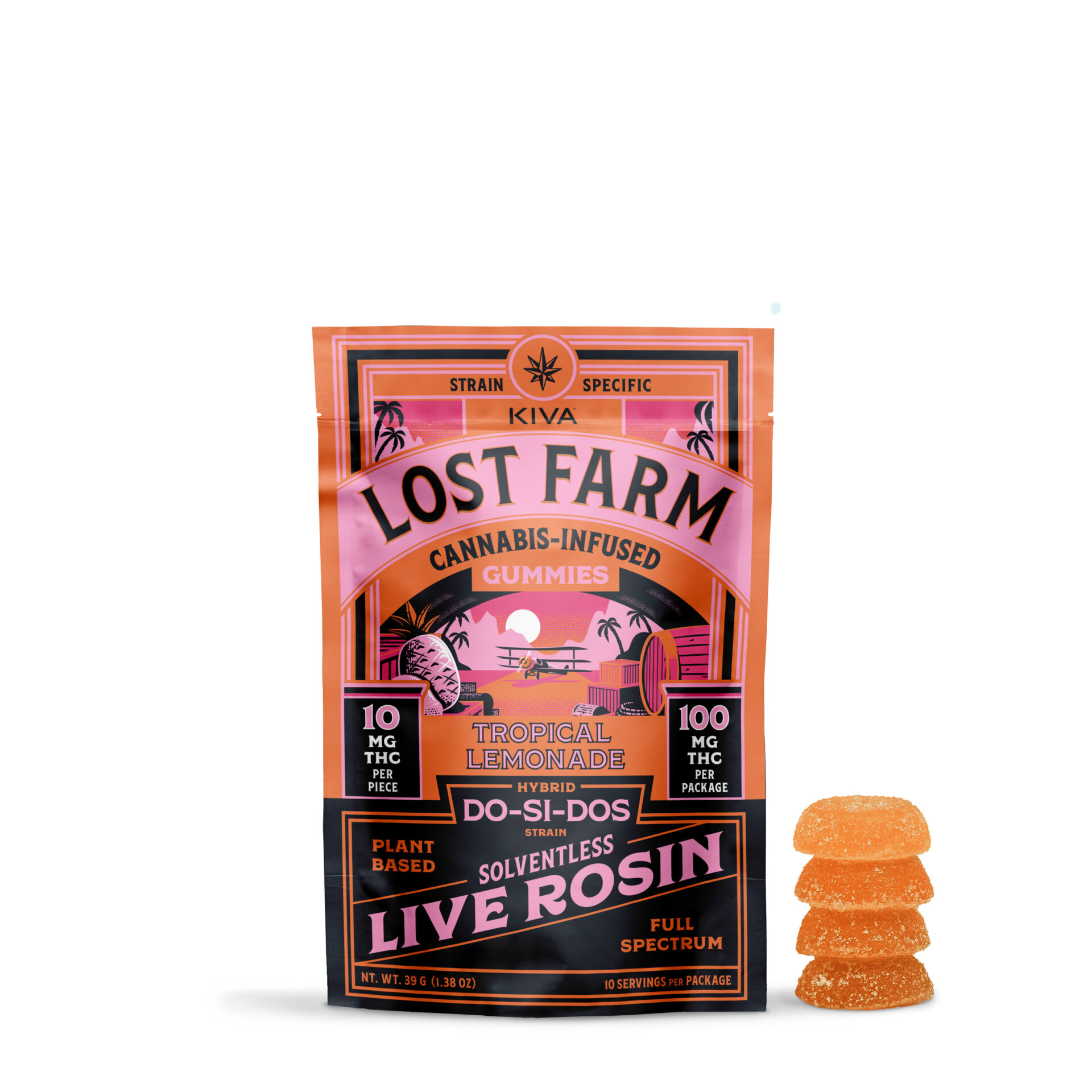 Lost Farm Tropical Lemonade x Dos-Si-Dos Live Rosin Gummies 10-pack (Hybrid) {100mg}