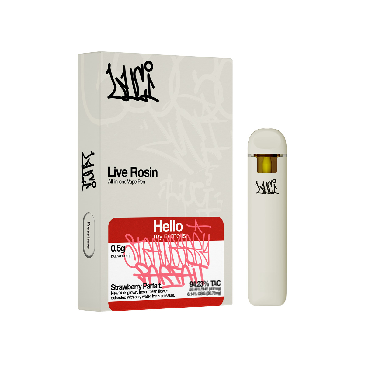 Luci Strawberry Parfait Live Rosin All In One Vape Sativa