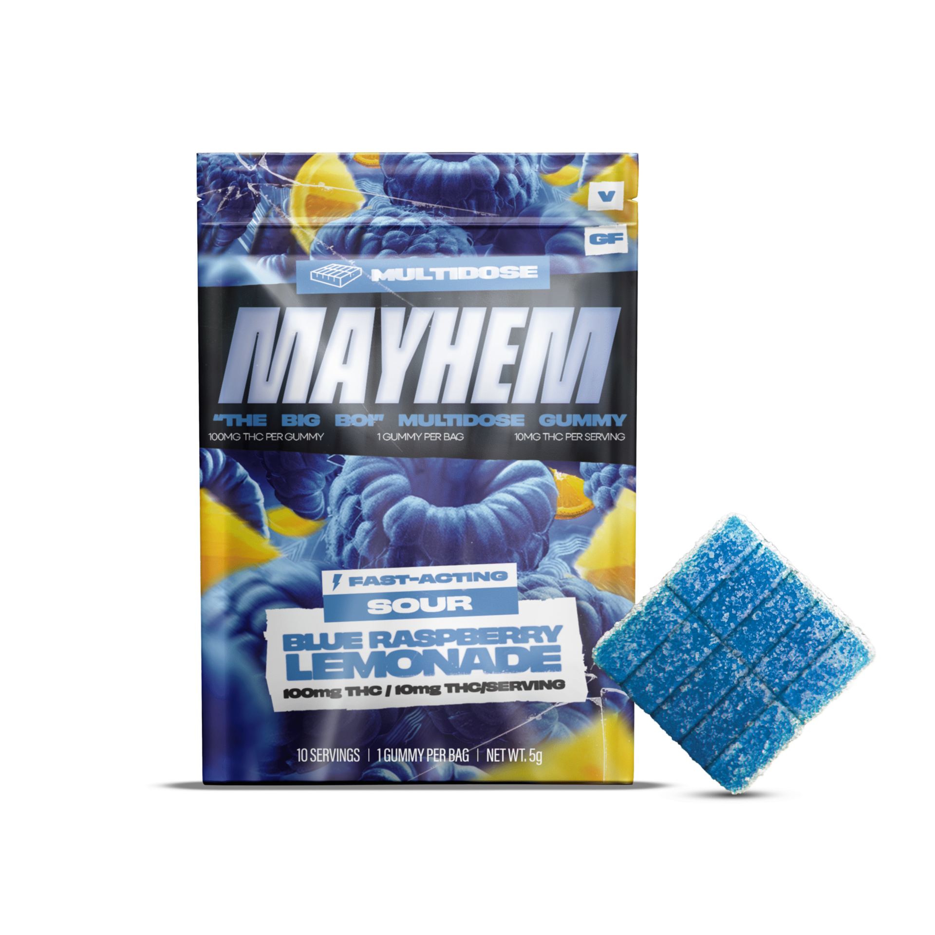Mayhem Sour Blue Raspberry Lemonade Gummy (Hybrid) {100mg}