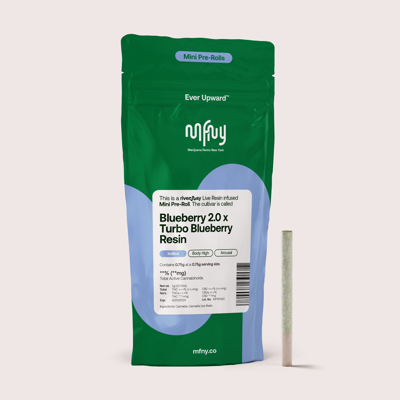 MFNY Blueberry 2.0 x Turbo Blueberry Live Resin Infused Pre-Roll (Indica) {.75g}