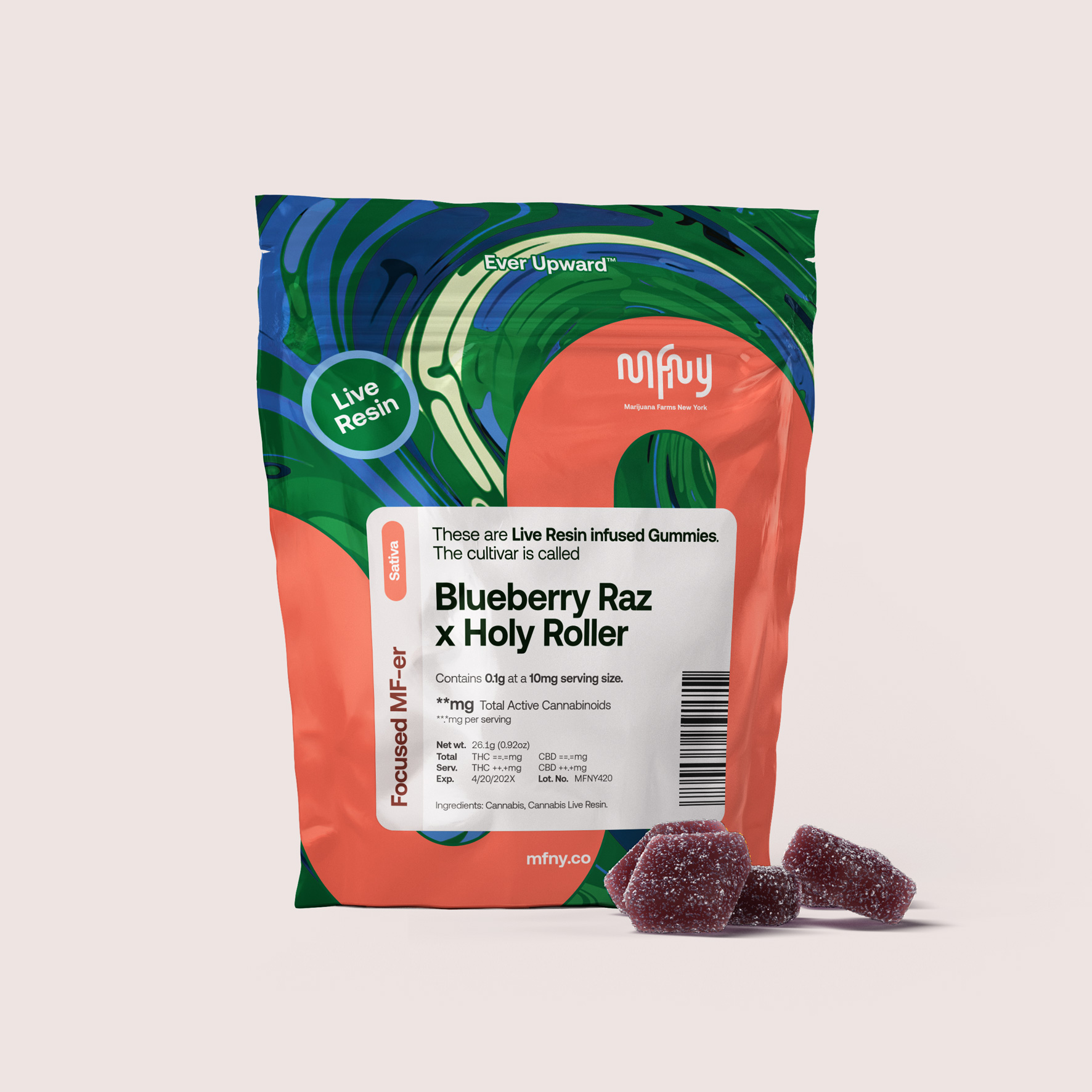 MFNY Blueberry Raz x Holy Roller Live Resin Gummies 3-pack (Sativa) {30mg}