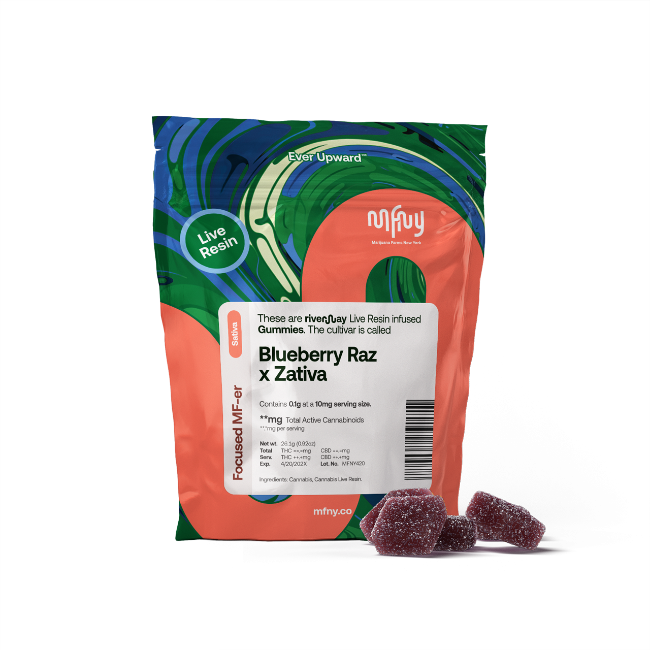 MFNY Blueberry Raz x Zativa Gummies 10-pack (Sativa) {100mg}