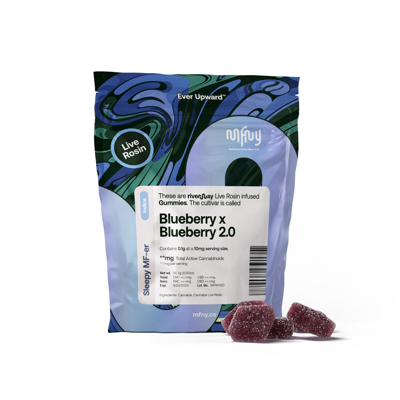 MFNY Blueberry x Blueberry 2.0 Live Rosin Gummies 10-pack (Indica) {100mg}