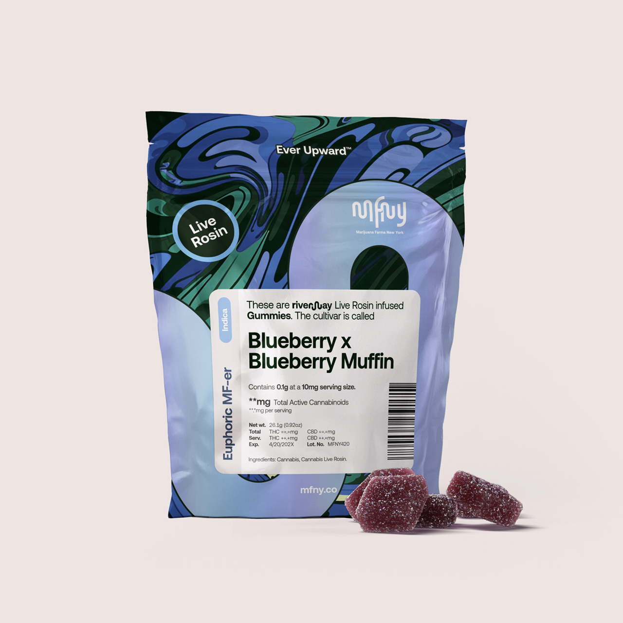 MFNY Blueberry x Blueberry Muffin Live Rosin Gummies 10-pack (Indica) {100mg}