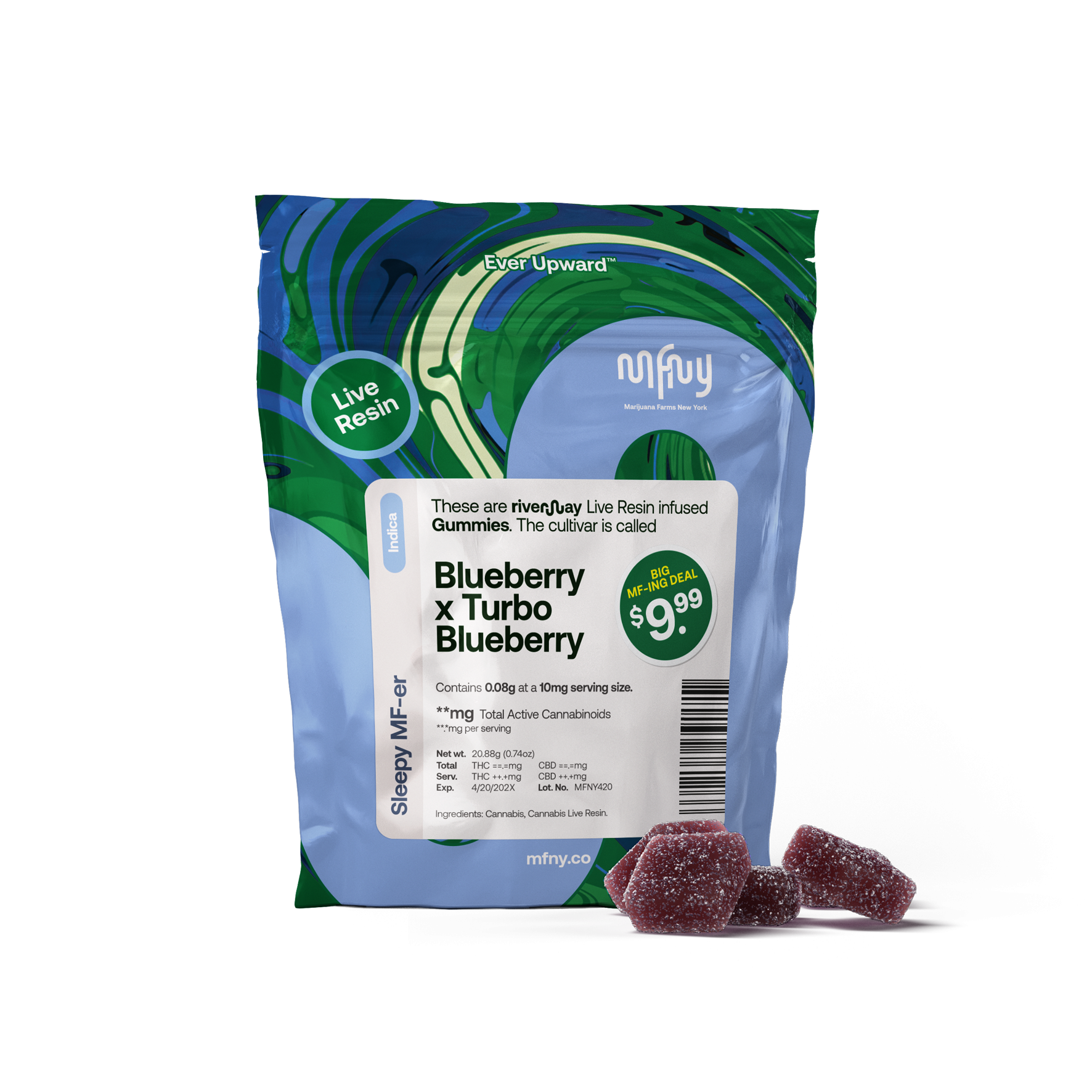 MFNY Blueberry x Turbo Blueberry Gummies 8-pack (Indica) {92.88mg}