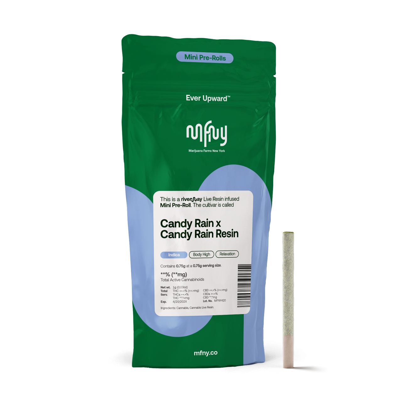 MFNY Candy Rain x Candy Rain Infused Pre-Roll (Indica) 34.09% {.75g}