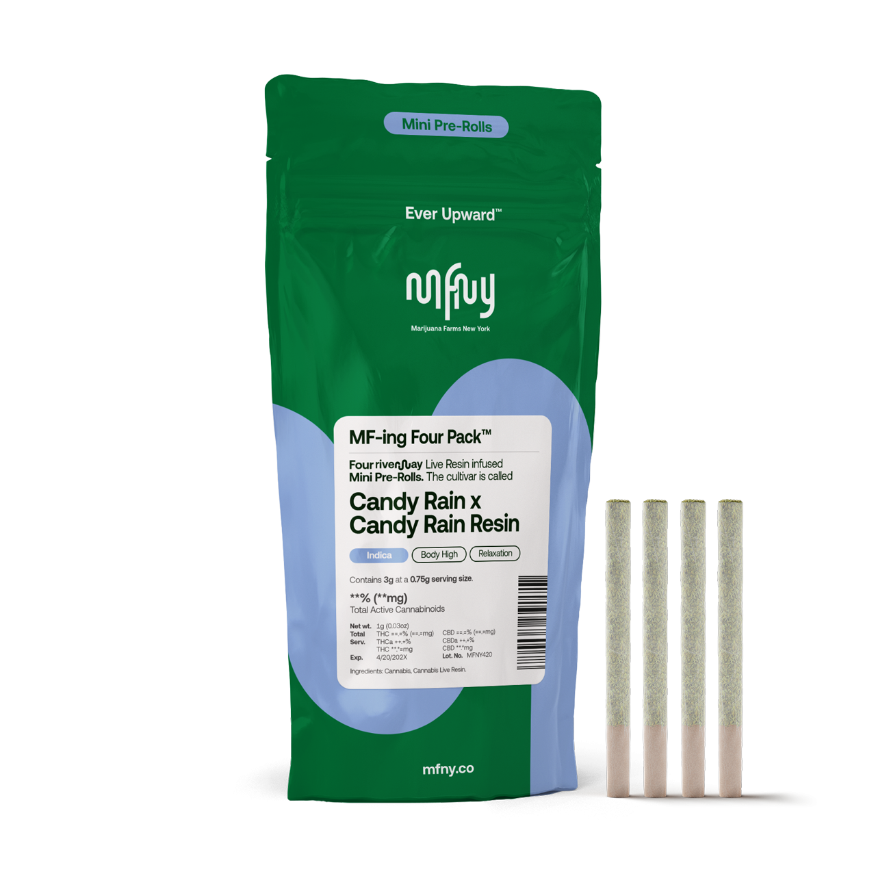 MFNY Candy Rain x Candy Rain Infused Pre-Rolls 4-pack (Indica) 35.85% {3g}