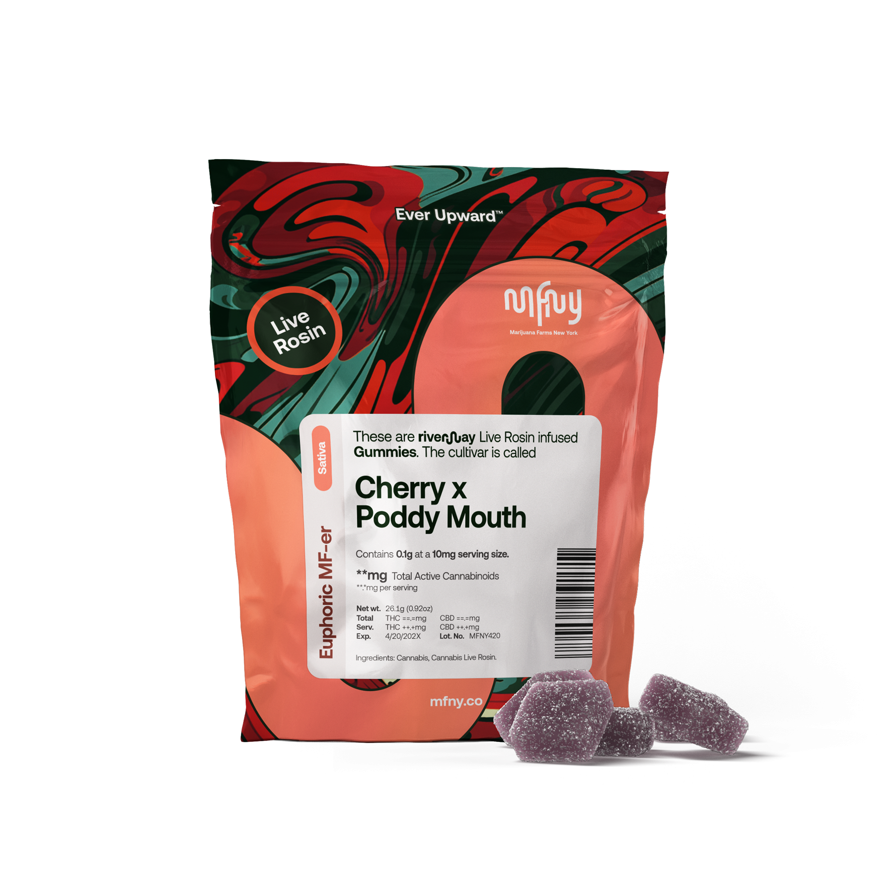 MFNY Cherry x Poddy Mouth Live Resin Gummies (Hybrid) {100mg}