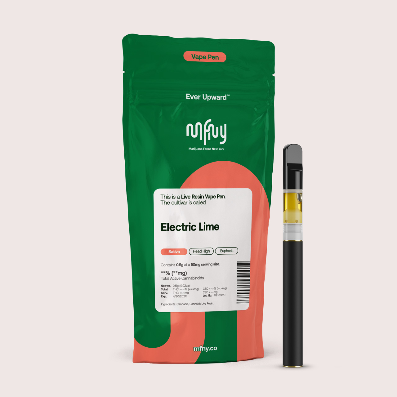 MFNY Electric Lime Live Resin Disposable Vapes  (Sativa) {.5g}