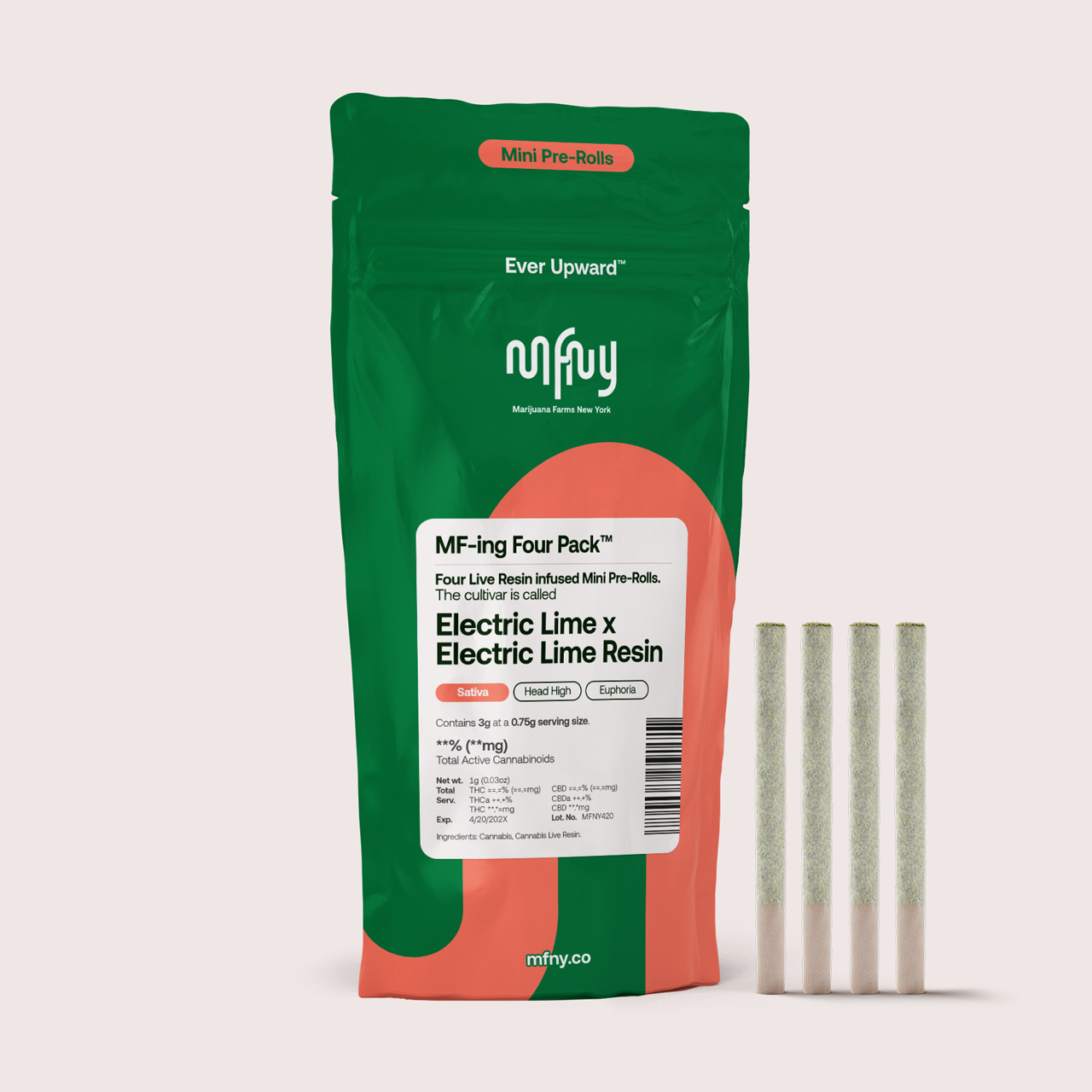 MFNY Electric Lime x Electric Lime Live Resin Infused Pre-Rolls 4-pack (Sativa) {3g}