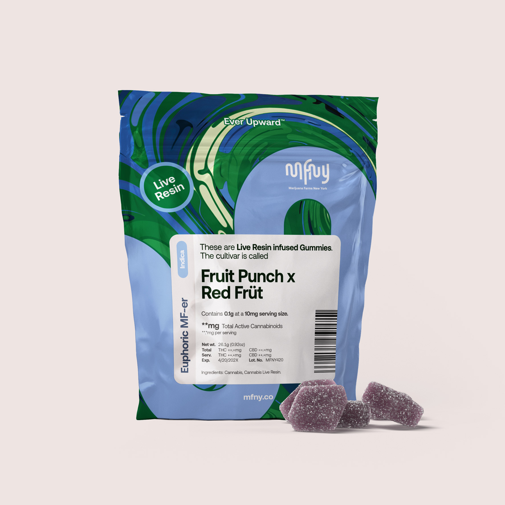 MFNY Fruit Punch x Red Frut Live Resin Gummies 10-pack (Hybrid) {100mg}
