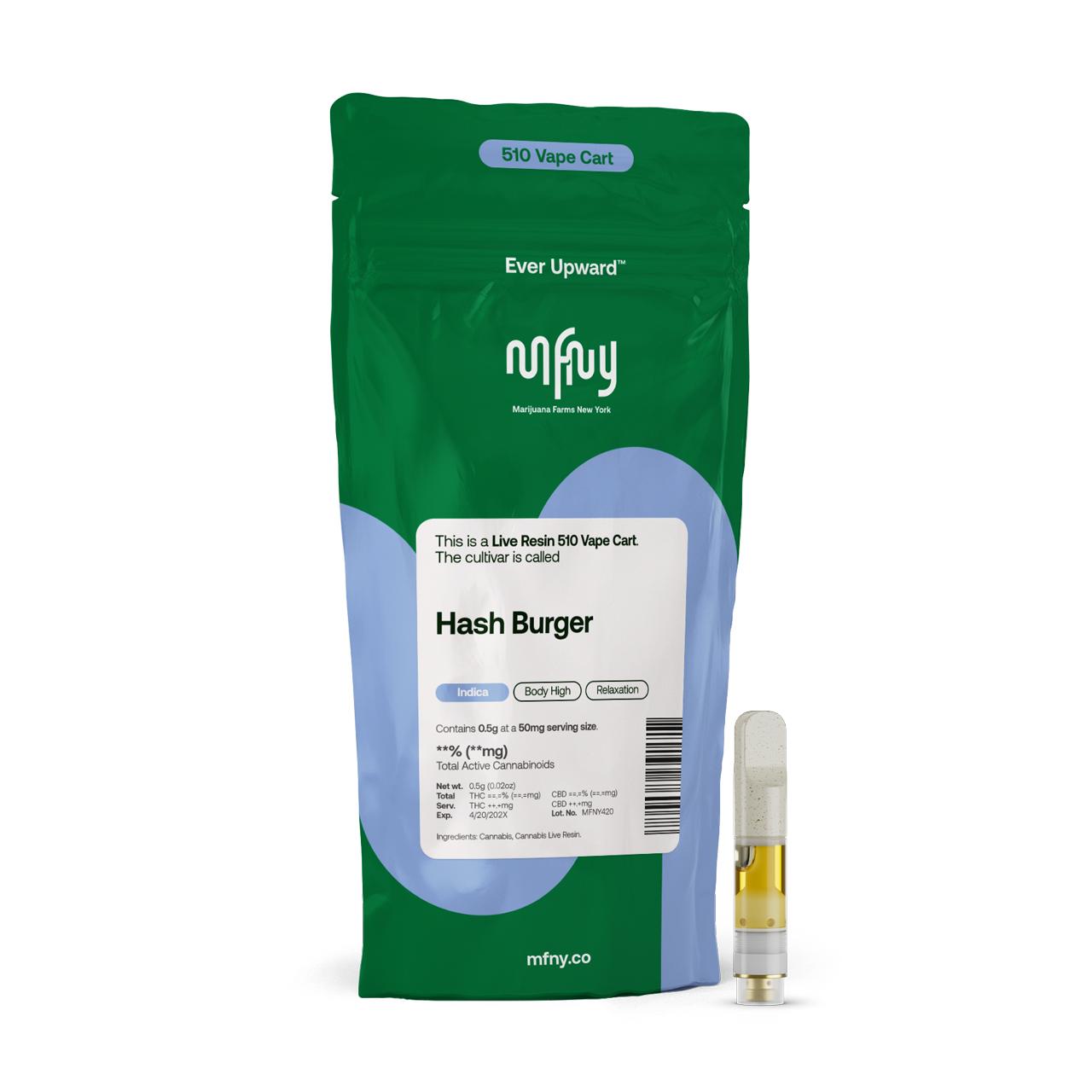 MFNY Hash Burger Threaded Vape Cartridges (Indica) {0.5g}