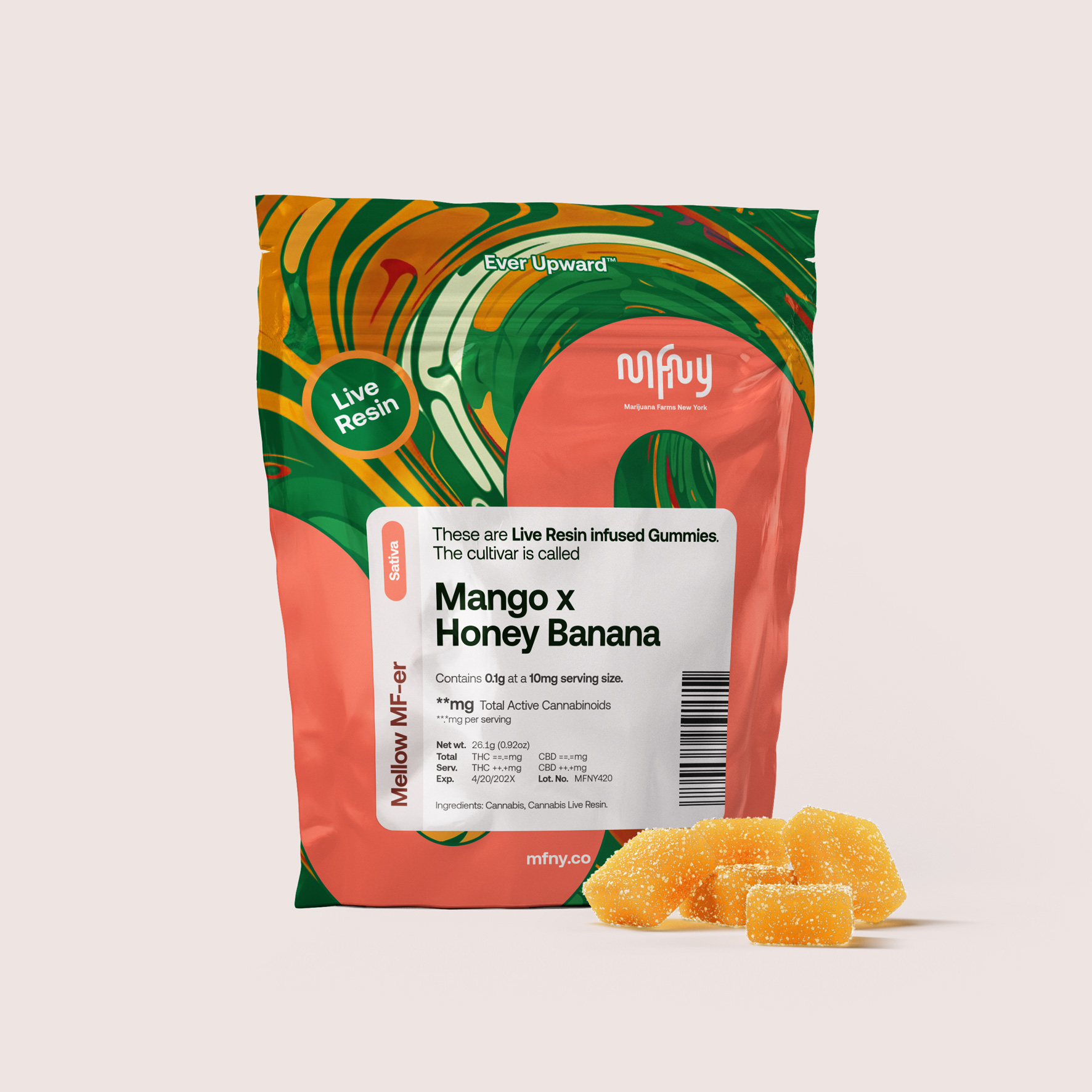 MFNY Mango x Honey Banana Live Resin Gummies 10-pack (Hybrid) {100mg}