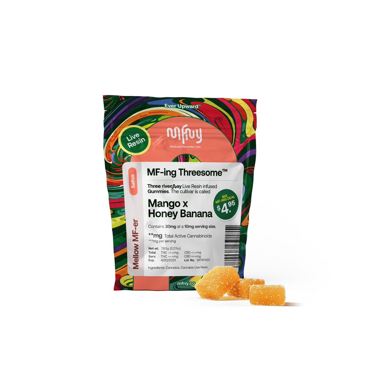 MFNY Mango x Honey Banana Live Resin Gummies 3-pack (Sativa) {34.08mg}