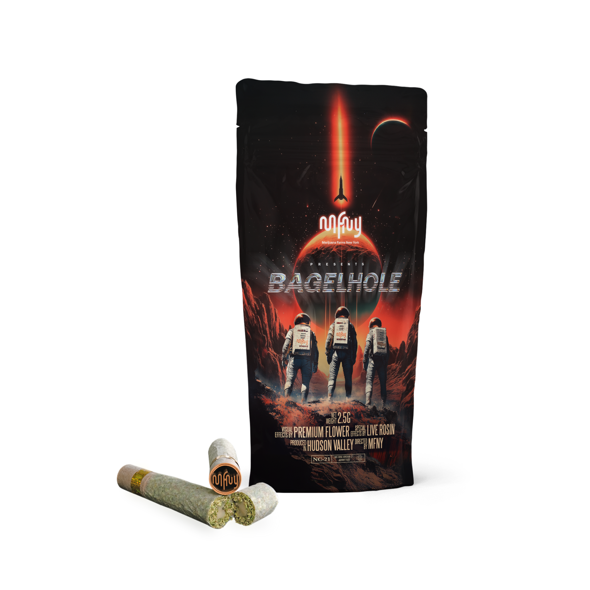 MFNY Bagel Hole Oishii #8 x Rainbow Beltz 2.0 Rosin Pre-Roll (Indica) 47.18% {2.5g}