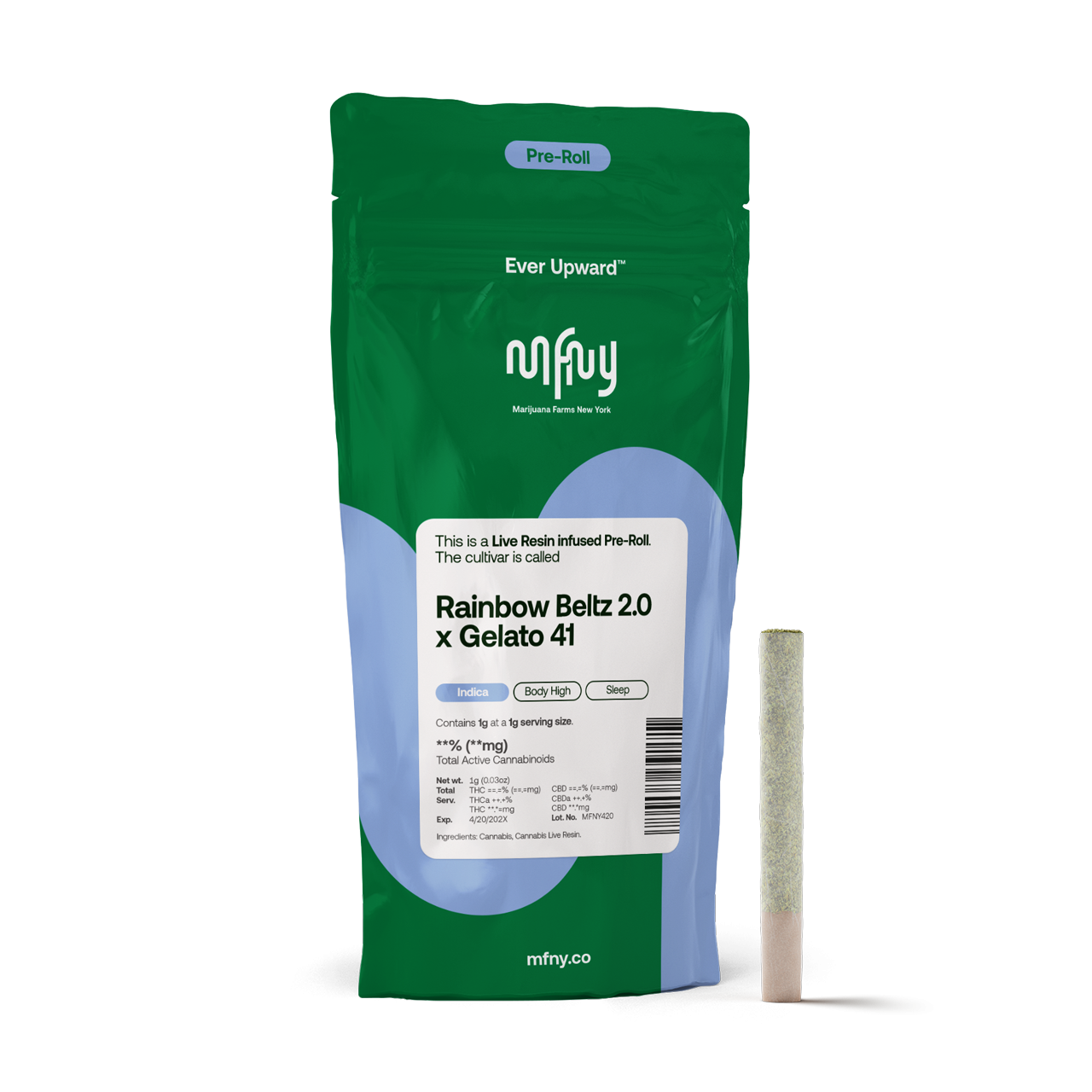 MFNY Rainbow Beltz 2.0 x Gelato 41 Live Resin Infused Pre-Roll (Indica) 38.96% {1g}