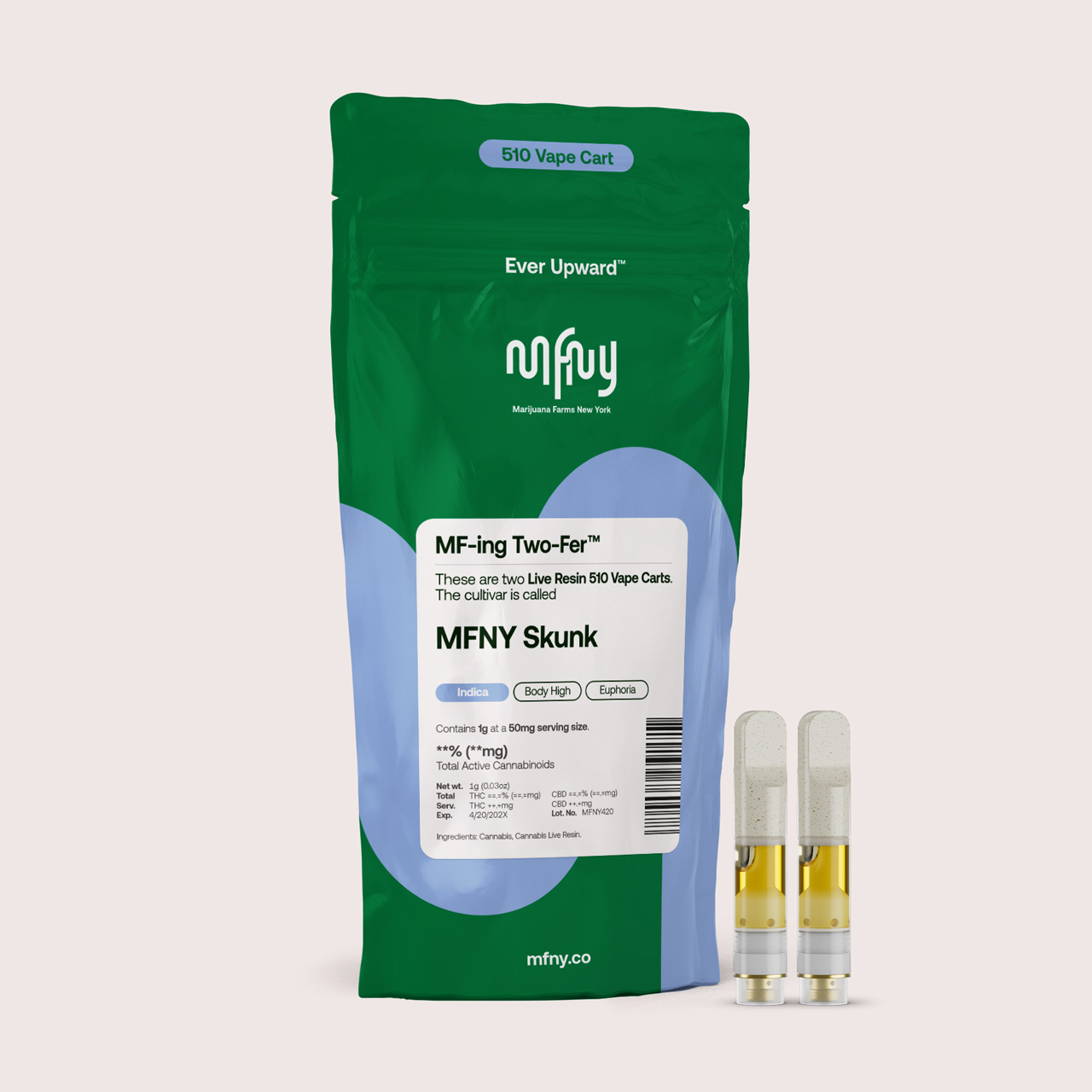 MFNY Skunk 2 Pack Threaded Vape Cartridges  (Hybrid) {1g}
