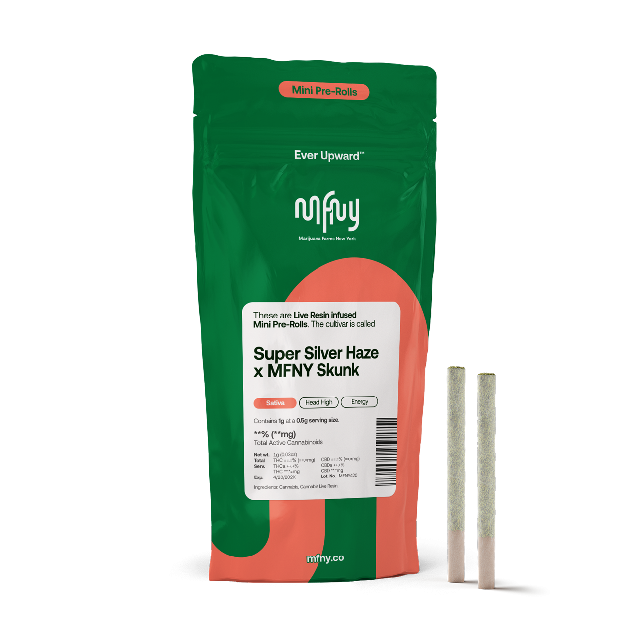 MFNY Super Silver Haze x MFNY Skunk Resin Infused Pre-Rolls 2-pack (Sativa) 49% {1g}