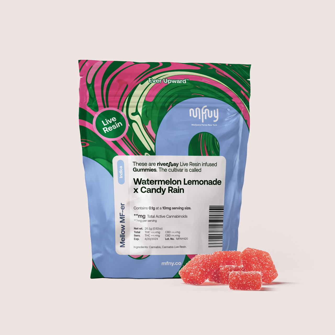 MFNY Watermelon Lemonade x Candy Rain Gummies 10-pack (Indica) {100mg}