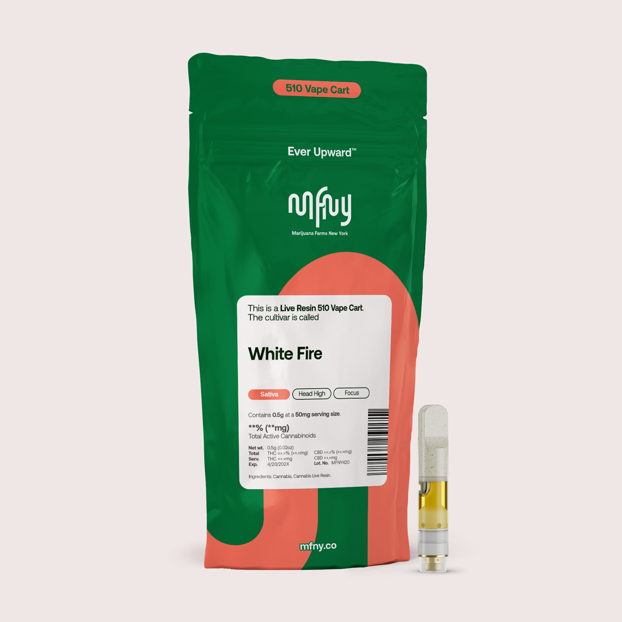 MFNY White Fire OG Live Resin Threaded Vape Cartridges  (Sativa) 76% {0.5g}