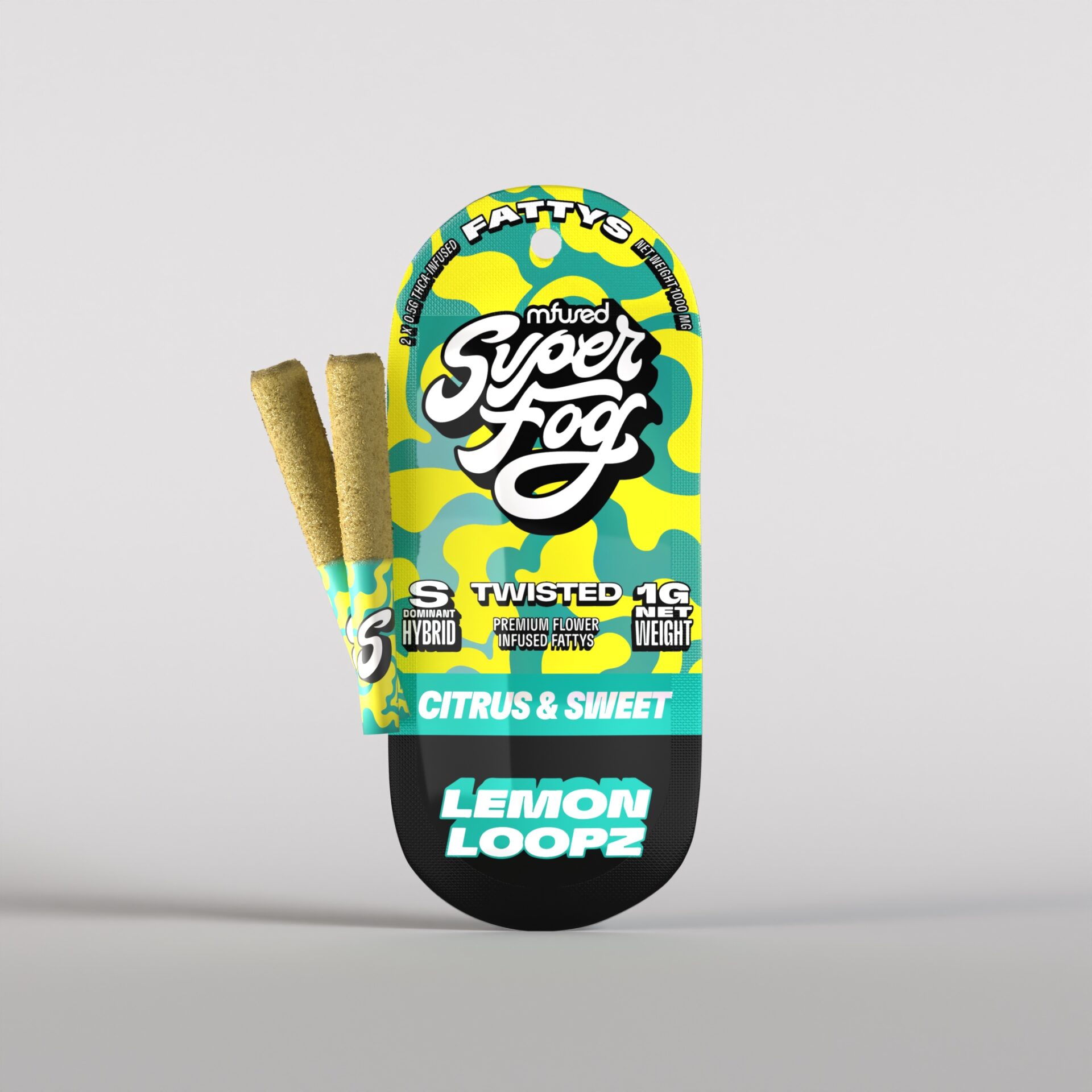 Mfused Lemon Loopz Super Fog Infused Pre-Rolls 2-pack (Hybrid Sativa) 39.57% {1g}