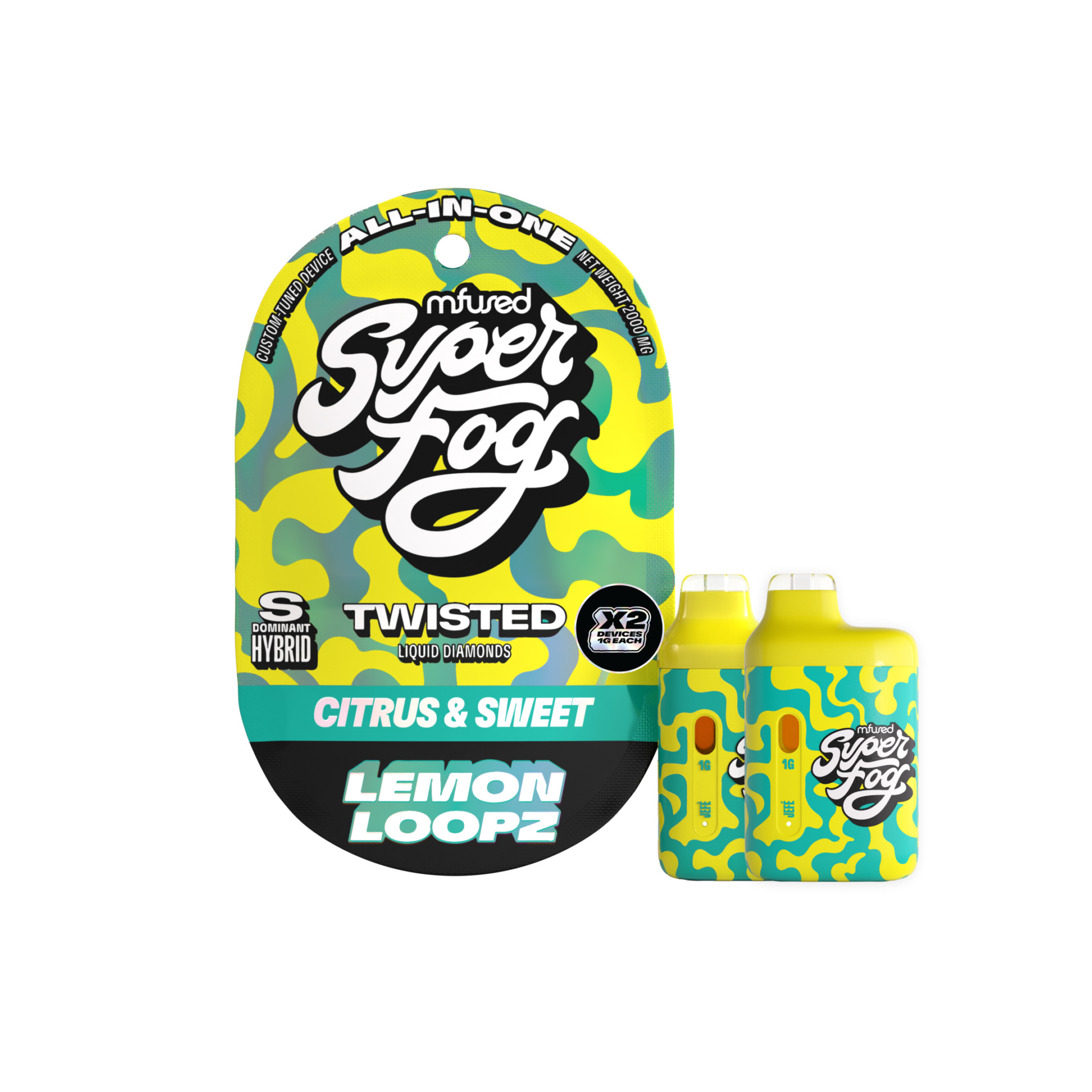 Mfused Lemon Loopz 2 Pack All-In-One Vapes  (Hybrid Sativa) 89.58% {2g}