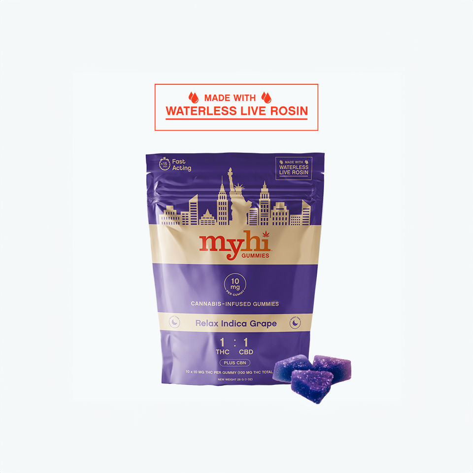 Myhi Relax Grape 1:1 Gummies 10-pack (Indica) {100mg}