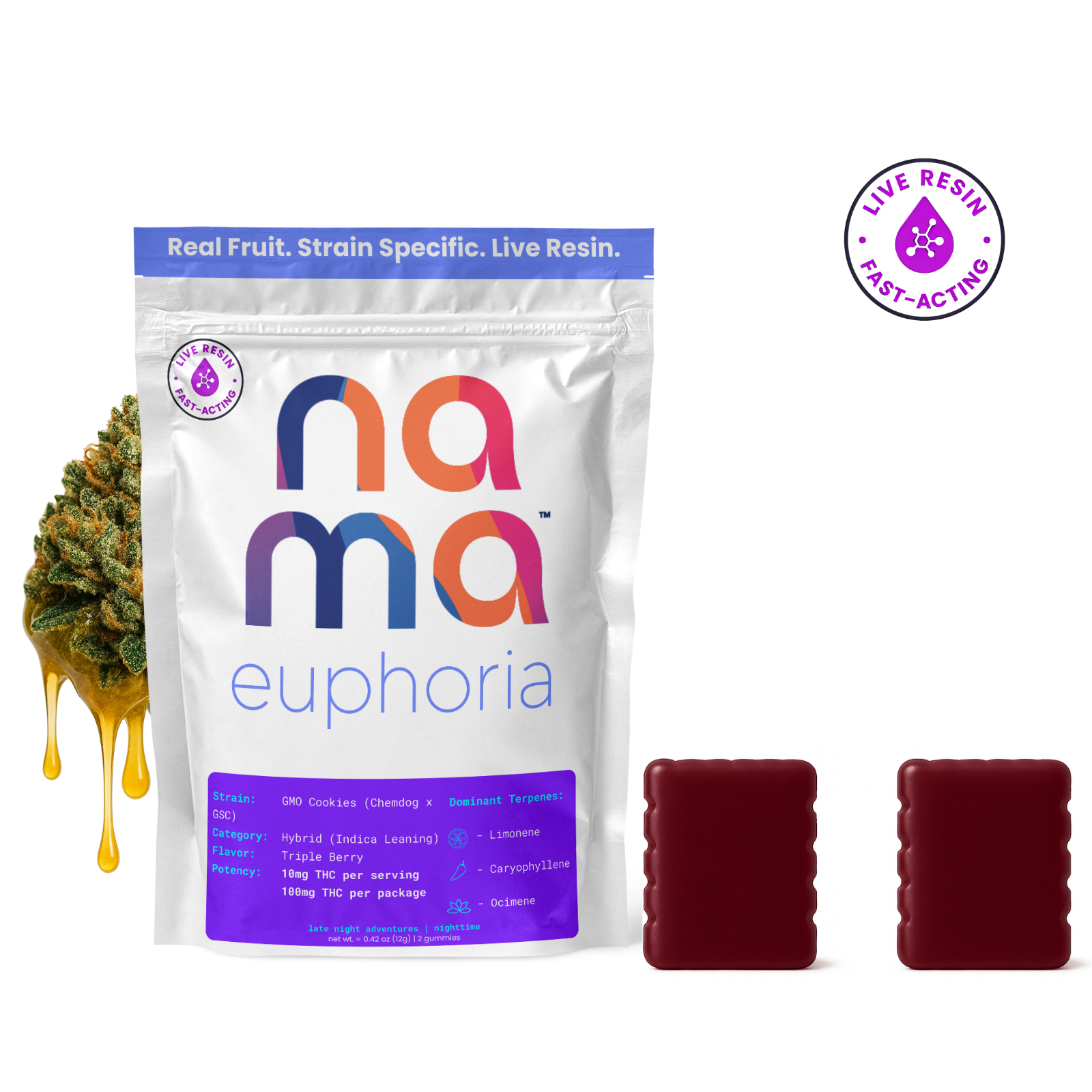 Nama GMO Cookies Euphoria Gummies 2-pack (Hybrid Indica) {100mg}