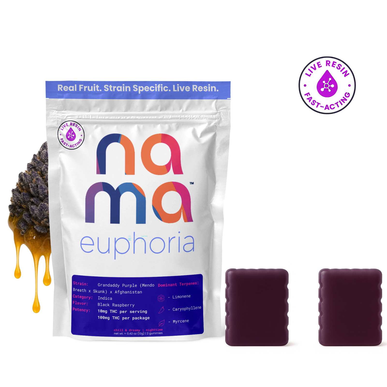 Nama Granddaddy Purple Euphoria Gummies 2-pack (Indica) {100mg}