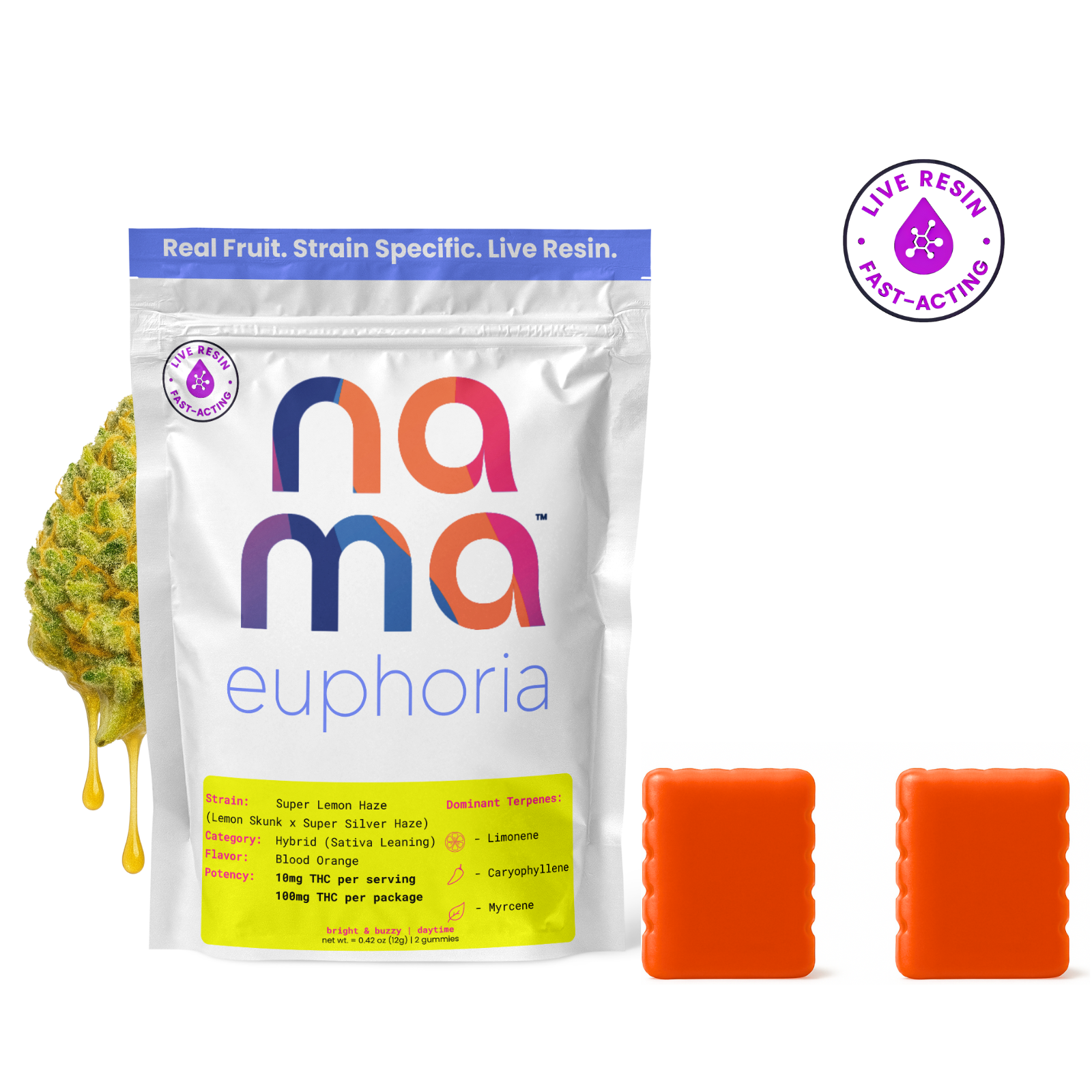 Nama Super Lemon Haze Euphoria Gummies 2-pack (Hybrid Sativa) {100mg}
