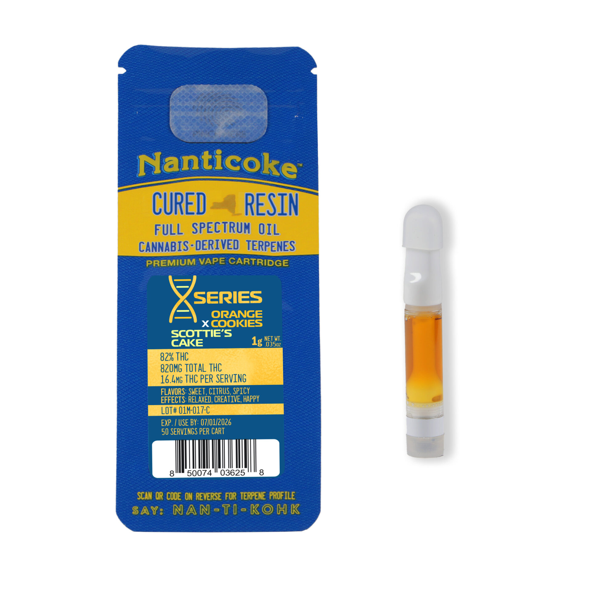 Nanticoke Orange Cookies X Scotties Cake X Series Threaded Vape Cartridges (Hybrid) 82% {1g}