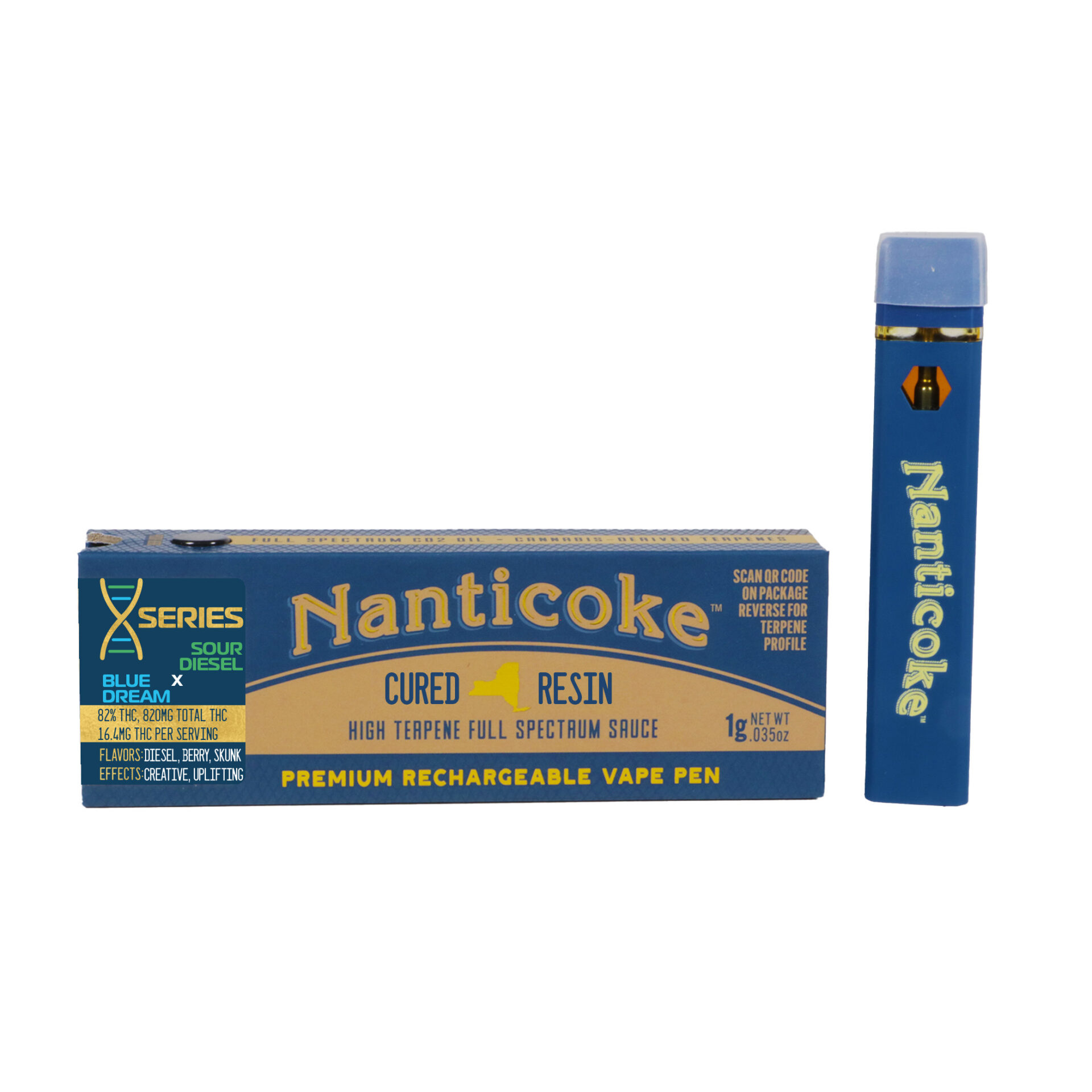 Nanticoke Sour Diesel x Blue Dream X Series All-In-One Vapes  (Hybrid) 82% {1g}