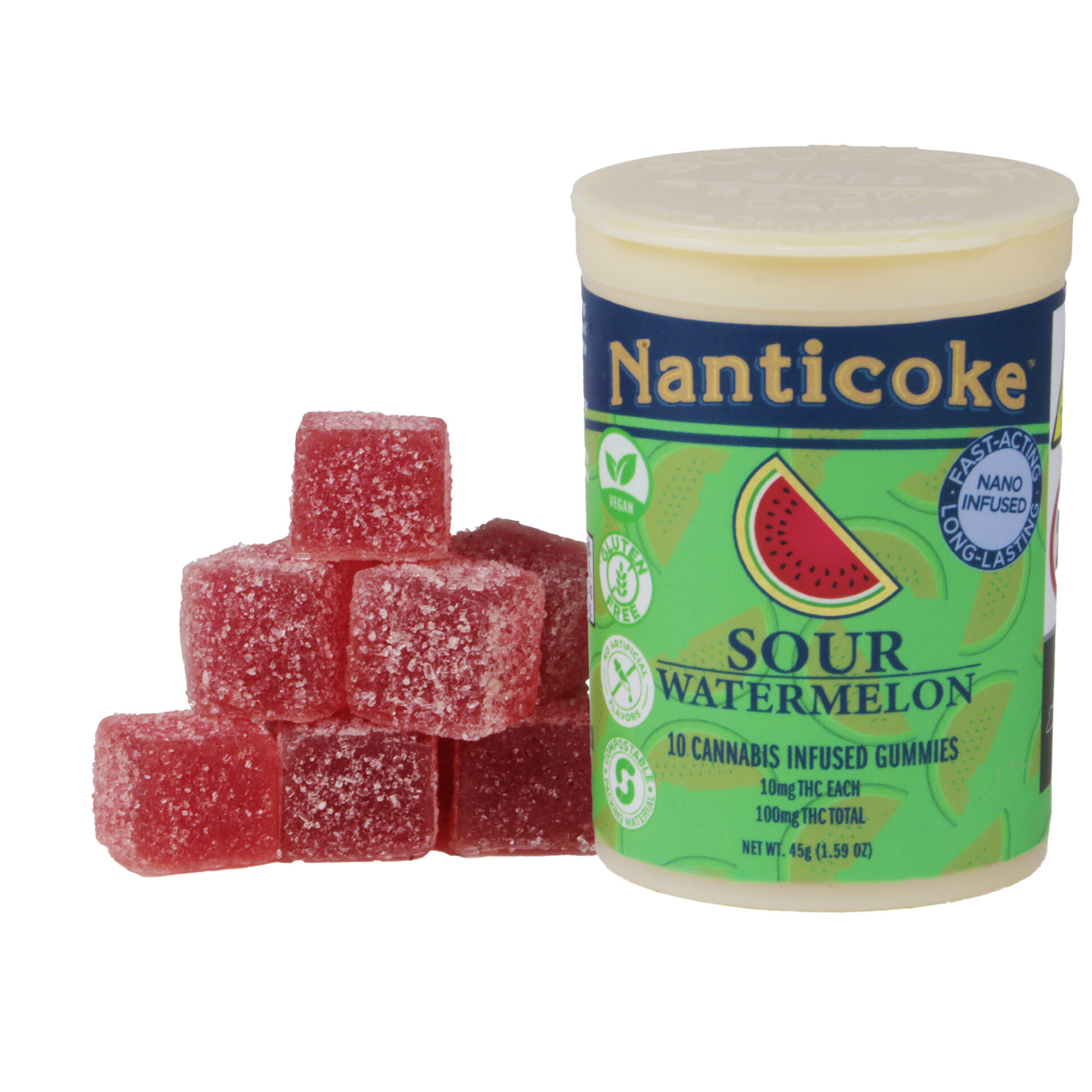 Nanticoke Sour Watermelon Energized Gummies 10-pack (Sativa) {100mg}
