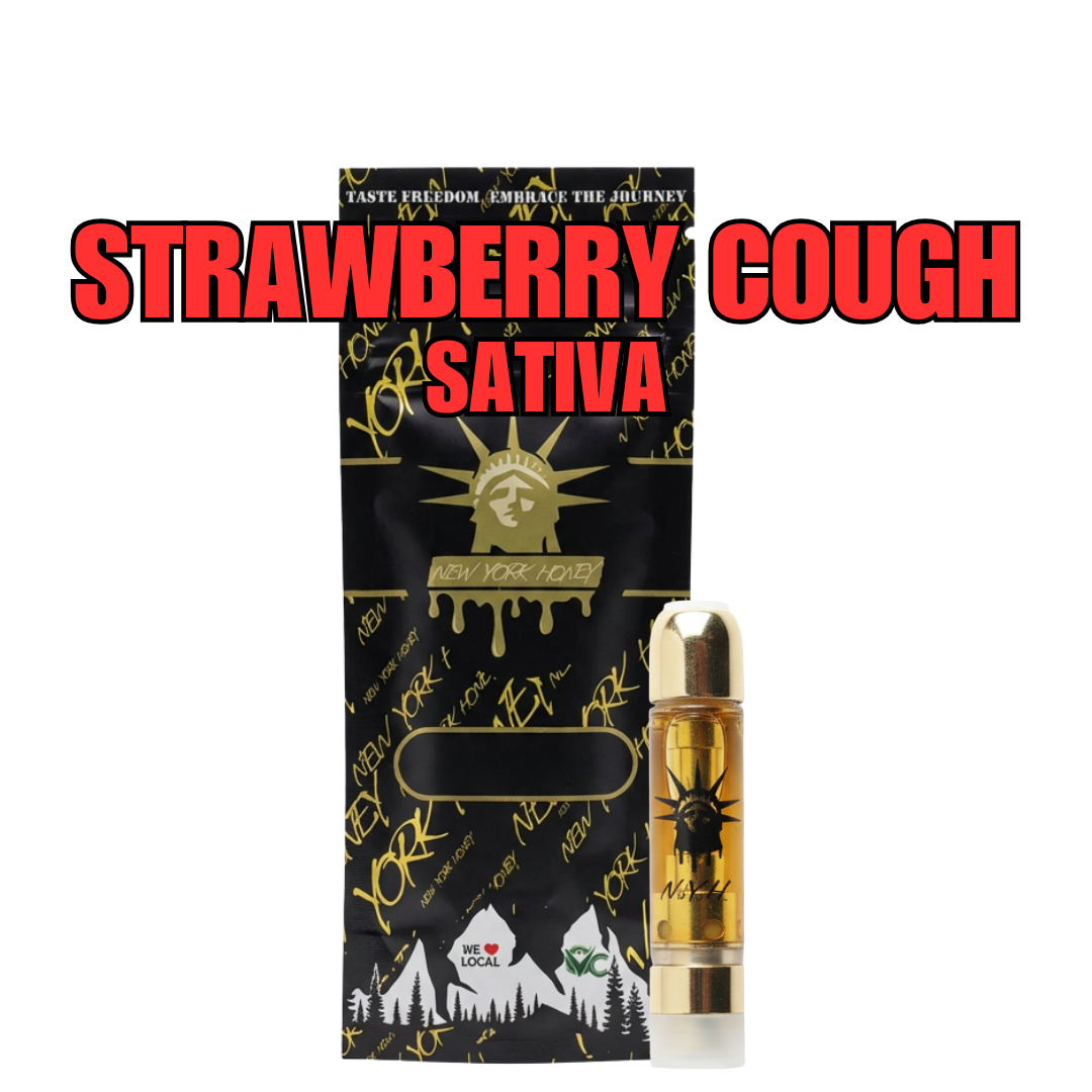New York Honey Strawberry Cough Threaded Vape Cartridges  (Sativa) 83.51% {1g}