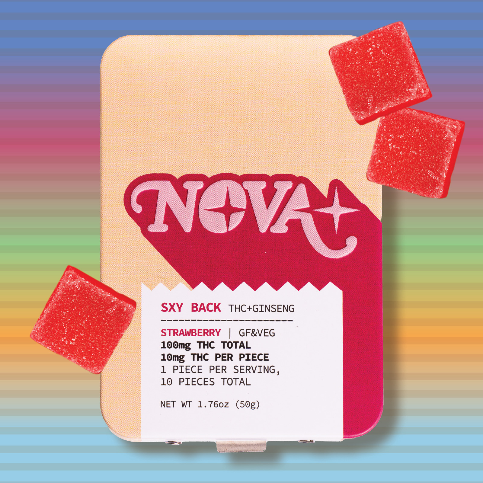 Nova Strawberry Sxy Back Gummies 10-pack (Hybrid) {100mg}