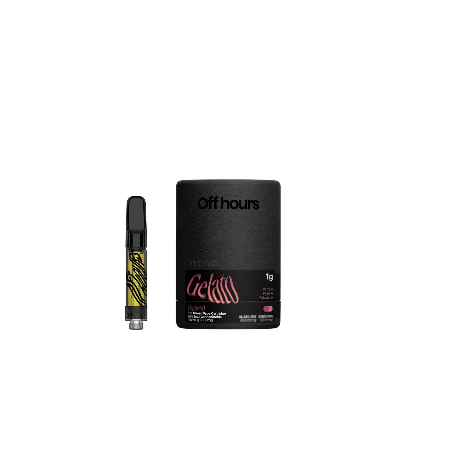 Off Hours Gelato Threaded Vape Cartridges  (Hybrid Indica) 78.87% {1g}