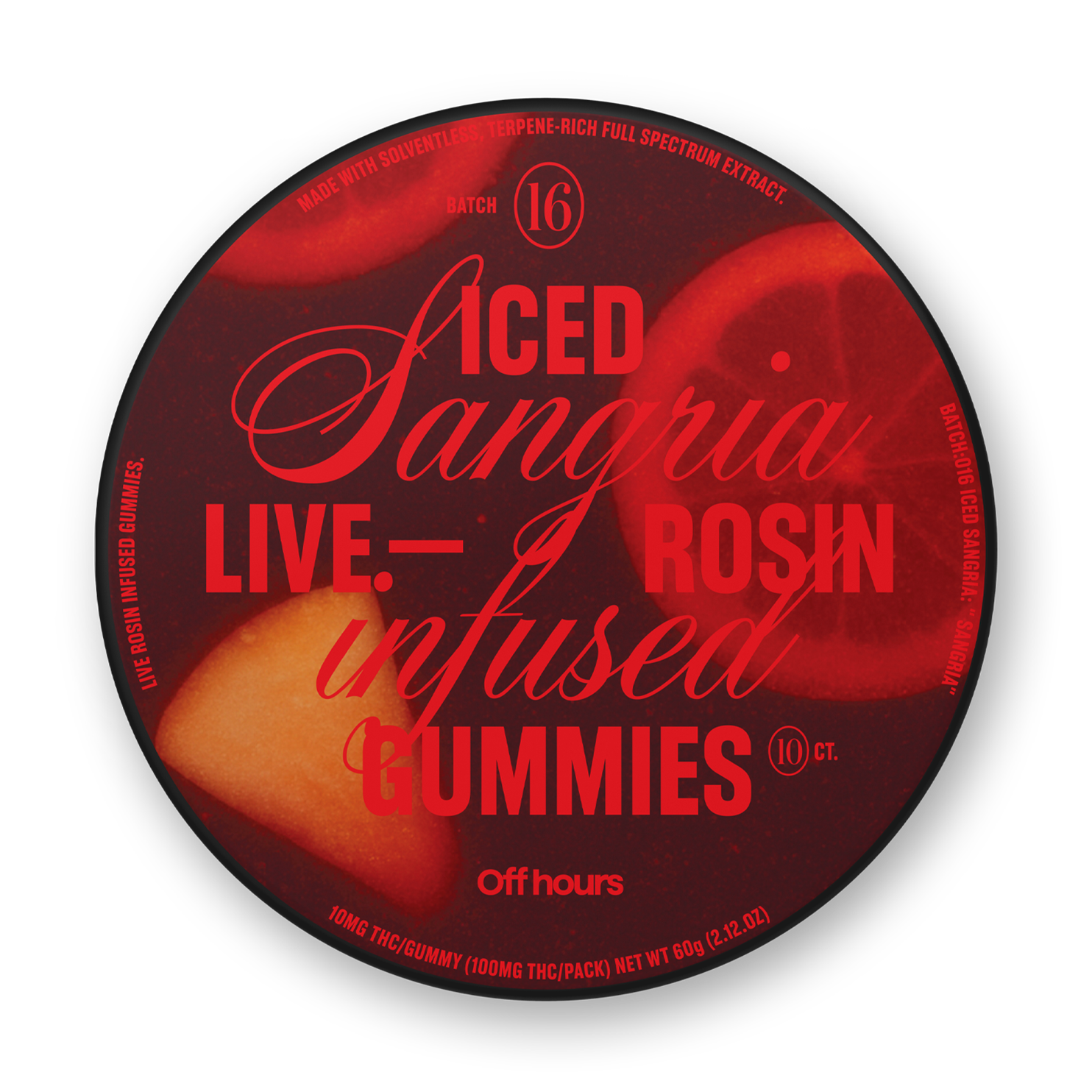 Off Hours Iced Sangria Live Rosin Edible 10-pack (Hybrid) {100mg}