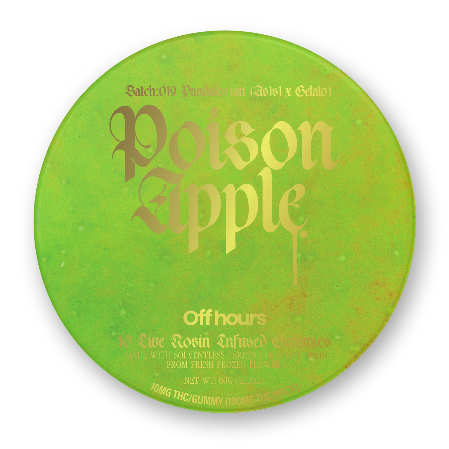 Off Hours Pandalorian Live Rosin Poison Apple Gummies 10-pack (Hybrid) {100mg}