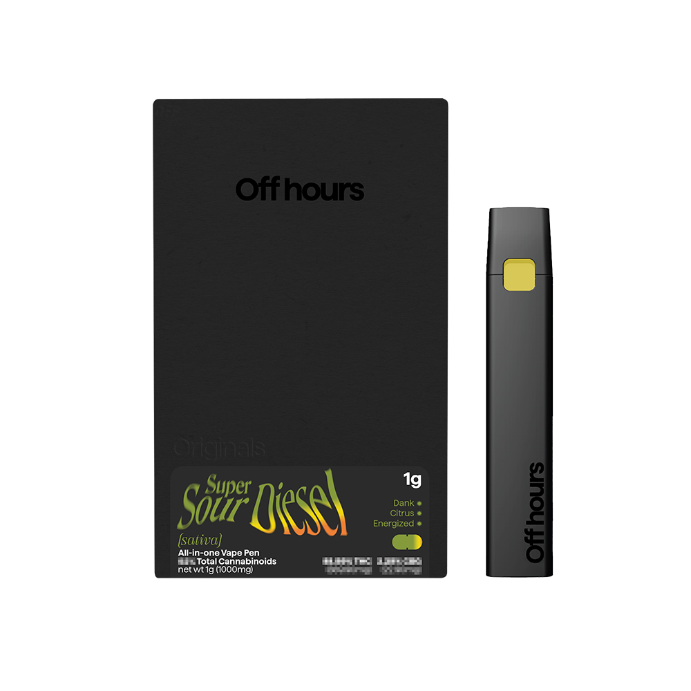 Off Hours Sour Diesel All-In-One Vapes  (Sativa) 77.45% {1g}