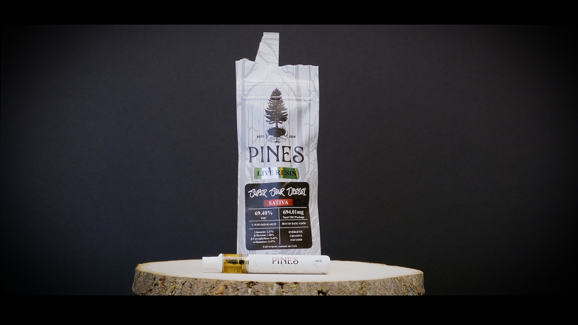 Pines Super Sour Diesel Disposable Vapes  (Sativa) 79% {1g}