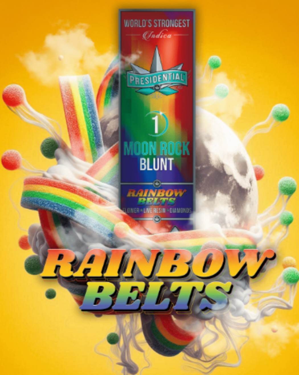 Presidential Rainbow Belts Moon Rock Infused Blunt (Indica) 34.30% {1.5g}